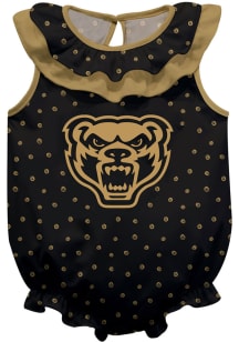 Oakland University Golden Grizzlies Baby Black Ruffle Short Sleeve One Piece
