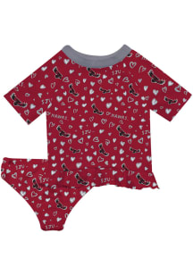 Saint Josephs Hawks Toddler Girls Red Rash Guard Short Sleeve T-Shirt