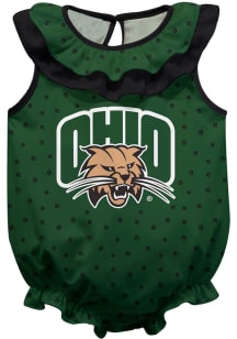 Ohio Bobcats Baby Green Ruffle Short Sleeve One Piece