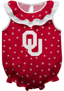 Oklahoma Sooners Baby Red Ruffle Short Sleeve One Piece