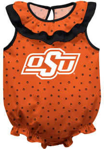 Oklahoma State Cowboys Baby Orange Ruffle Short Sleeve One Piece