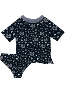 Vive La Fete Utah State Aggies Toddler Girls Navy Blue Rash Guard Short Sleeve T-Shirt