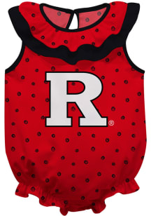 Rutgers RED Ruffle INF GIRLS SS BABY ONE PIECE