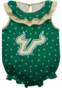 Vive La Fete South Florida Bulls Baby Green Ruffle Short Sleeve One Piece