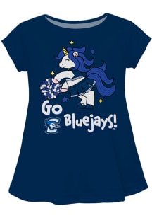 Creighton Bluejays Toddler Girls Blue Unicorn Blouse Short Sleeve T-Shirt