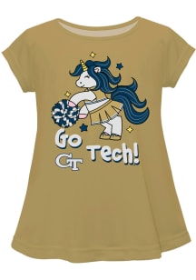 GA Tech Yellow Jackets Toddler Girls Gold Unicorn Blouse Short Sleeve T-Shirt