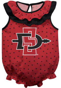 San Diego State Aztecs Baby Red Ruffle Short Sleeve One Piece