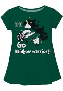 Hawaii Warriors Toddler Girls Green Unicorn Blouse Short Sleeve T-Shirt