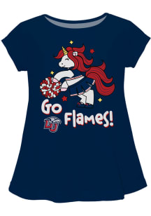 Vive La Fete Liberty Flames Toddler Girls Red Unicorn Blouse Short Sleeve T-Shirt