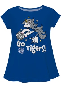 Memphis Tigers Toddler Girls Blue Unicorn Blouse Short Sleeve T-Shirt