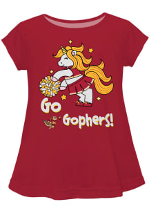 Minnesota Golden Gophers Toddler Girls Maroon Unicorn Blouse Short Sleeve T-Shirt