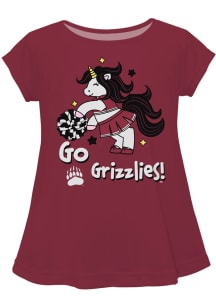 Montana Grizzlies Toddler Girls Maroon Unicorn Blouse Short Sleeve T-Shirt