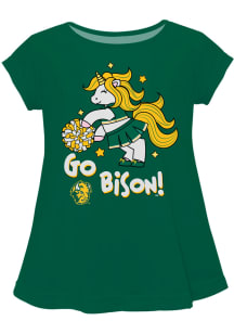North Dakota State Bison Toddler Girls Green Unicorn Blouse Short Sleeve T-Shirt