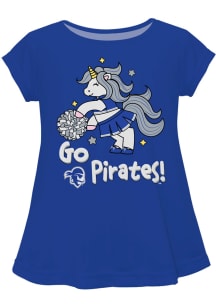 Seton Hall Pirates Toddler Girls Blue Unicorn Blouse Short Sleeve T-Shirt