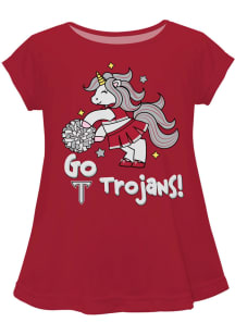 Troy Trojans Toddler Girls Maroon Unicorn Blouse Short Sleeve T-Shirt