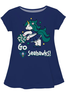 UNCW Seahawks Toddler Girls Teal Unicorn Blouse Short Sleeve T-Shirt