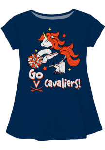 Virginia Cavaliers Toddler Girls Blue Unicorn Blouse Short Sleeve T-Shirt