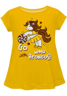 Western Michigan Broncos Toddler Girls Gold Unicorn Blouse Short Sleeve T-Shirt