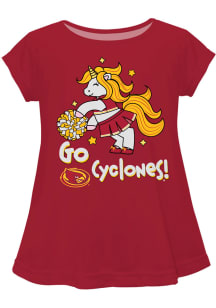 Iowa State Cyclones Girls Red Unicorn Blouse Short Sleeve Tee