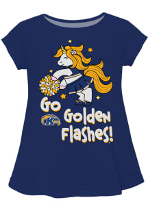Kent State Golden Flashes Girls Blue Unicorn Blouse Short Sleeve Tee