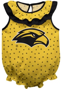 Southern Mississippi Golden Eagles Baby Gold Ruffle Short Sleeve One Piece