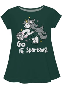 Michigan State Spartans Girls Green Unicorn Blouse Short Sleeve Tee