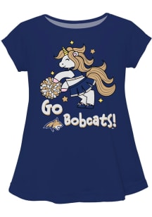 Vive La Fete Montana State Bobcats Girls Blue Unicorn Blouse Short Sleeve Tee