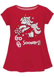 Oklahoma Sooners Girls Red Unicorn Blouse Short Sleeve Tee