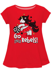 UNLV Runnin Rebels Girls Red Unicorn Blouse Short Sleeve Tee