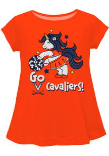 Virginia Cavaliers Girls Orange Unicorn Blouse Short Sleeve Tee