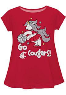 Vive La Fete Washington State Cougars Girls Red Unicorn Blouse Short Sleeve Tee