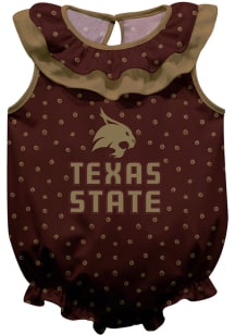 Texas State Bobcats Baby Maroon Ruffle Short Sleeve One Piece