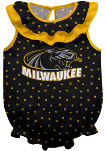 Wisconsin-Milwaukee Panthers Baby Black Ruffle Short Sleeve One Piece