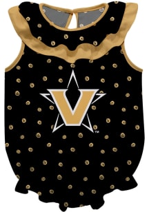 Vanderbilt Commodores Baby Black Ruffle Short Sleeve One Piece