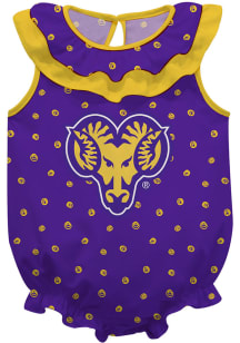 West Chester Golden Rams Baby Purple Ruffle Short Sleeve One Piece