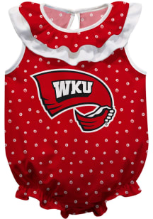 Western Kentucky Hilltoppers Baby Red Ruffle Short Sleeve One Piece