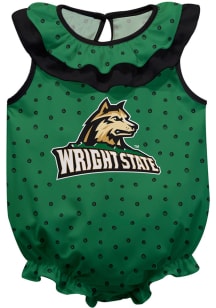 Vive La Fete Wright State Raiders Baby Green Ruffle Short Sleeve One Piece