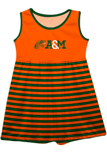 Florida A&amp;M Rattlers Baby Girls Orange Stripes Short Sleeve Dress