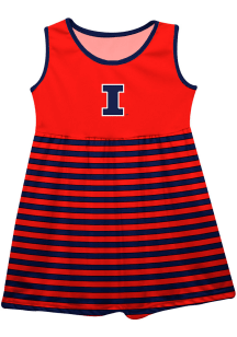 Illinois Fighting Illini Baby Girls Orange Stripes Short Sleeve Dress