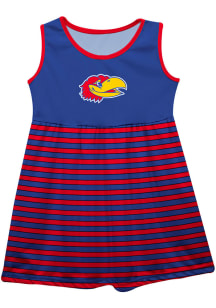 Kansas Jayhawks Baby Girls Blue Stripes Short Sleeve Dress