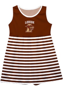 Lehigh University Baby Girls Brown Stripes Short Sleeve Dress