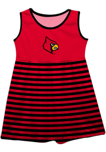 Louisville Cardinals Baby Girls Red Stripes Short Sleeve Dress