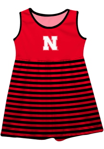 Nebraska Cornhuskers Baby Girls Red Stripes Short Sleeve Dress
