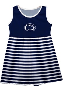 Penn State Nittany Lions Baby Girls Navy Blue Stripes Short Sleeve Dress