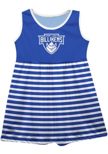 Saint Louis Billikens Baby Girls Blue Stripes Short Sleeve Dress
