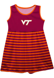 Virginia Tech Hokies Baby Girls Maroon Stripes Short Sleeve Dress