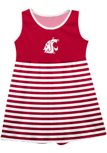 Washington State Cougars Baby Girls Red Stripes Short Sleeve Dress