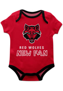 Vive La Fete Arkansas State Red Wolves Baby Red New Fan Short Sleeve One Piece