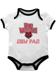 Vive La Fete Arkansas State Red Wolves Baby White New Fan Short Sleeve One Piece