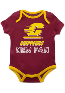 Central Michigan Chippewas Baby Maroon New Fan Short Sleeve One Piece